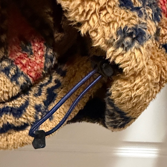 The North Face Hooded Sherpa Pullover - Mustard with Navy & Red Accents - Picture 5 of 7